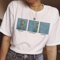 Van Gogh marškinėliai Moteriški marškinėliai Top Juokingi marškinėliai Harajuku Ulzzang korėjiečių S balta