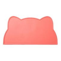 Waterproof Dog Food Mat Cat Face Design Silicone Pet Feeding Placemat with Raised Edge Non-slip Pet Bowl Mat for Dogs Cats rožinė
