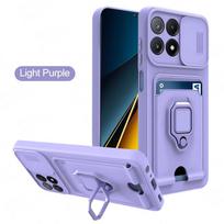 Slide Camera TPU Case For POCO X6 Pro 5G X5 X4 X3 Pro NFC M5S M5 M6 Pro C65 Shockproof Wallet Phone Back Cover Card Slot Case For POCO X6 Pro levanda