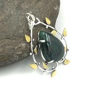 Natural Azurite Malachite Gemstone 925 Sterling Silver Jewelry  Pendant 1.81  AJP-88