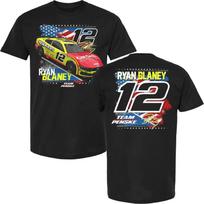 Ryan Blaney  Menards Patriotic Car T-Shirt Black S juoda