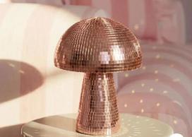 9 Inch Mushroom Disco Ball Mirror Reflective Surface DIY Decorative Figurine for Home Party Event Display Tabletop Ornament one size rožinio aukso spalvos