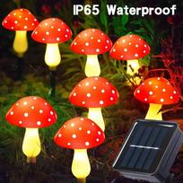 20 vnt. raudonų saulės energija maitinamų grybukų žibintų lauko sodo dekoras su 8 apšvietimo režimais terasai, takui, vakarėliui, sodo dekoravimui 12pcs Red Mushroom red