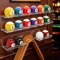 1 Set of Wall-Mounted Billiard Ball Racks, Organizer Made Polished Acrylic, Quick Transparent
