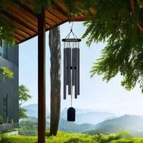 European Style Metal Aluminum Tube Wind Chime Wooden Square Pendant for Balcony Door Decoration Garden Ornaments Factory Product