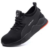 Camouflage Work Shoes Men Anti-Smash Anti Puncture Men Safety Shoes Breathable Indestructible Shoes Steel Toe Work Sneakers Men 36 juoda