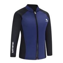 Womens Neoprene Wetsuit Top 2mm Thick Stand Collar Long Sleeve Zipper Front Color Block Thermal Surfing Jacket S mėlyna/juoda