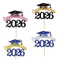 2026 Graduation Party Supplies 4PCS Cake Toppers With Paper Materials Design Paper Graduation Cake Inserts