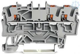 3-conductor through terminal block with push-button; 2.5 mm² grey 2202-1301 | 4055143713795