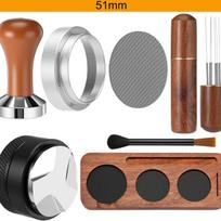 7pcs/set Espresso Coffee Tamper Set Portable Coffee Press Gadget 51mm Espresso Acssories Kit with Dispenser & Powder Tamp Pad