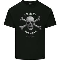 Ride the Seas Jolly Roger Skull Pirates Sailing Unisexs Light Cotton TShirt S