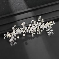 Wedding Bride Crystal Leaf Hair Comb Women Headband Bride Pearl Clips Headdresses Party Wedding Head Hairpin Hair Accessories