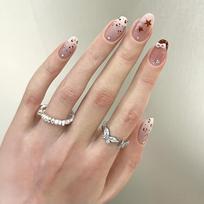 30Pcs Press On Nails French Red Brown Leopard Print Rhinestone Bow False Nails Press On Nails Full Cover Artificial False Nails