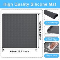 60x60cm Šaldytuvo silikoninis kilimėlis Mini šaldytuvo lašų surinkimo padėklas su 0,8 colio paaukštintais kraštais Po šaldytuvu grindų apsauga Baldų apsauga pilka