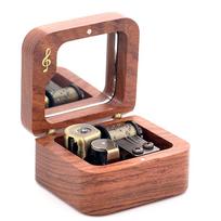 Wholesale Custom Wooden Music Box DIY Carved Musical Note Small Wooden Box Creative Gift