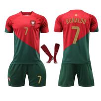 Vaikų Portugalijos Ronaldo futbolo marškinėlių komplektas raudonas - Jaunimo futbolo treniruočių ir rungtynių apranga - Rosu 110-120 CM raudona
