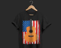 Acoustic Guitar American Flag Guitars Guitarist Player Gift T-Shirt, Musician Instructor Teacher, Music Band, Songwriter, Birthday Present, 130