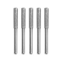 5pcs 4/4.8/5.5mm Diamond Coated Chainsaw Sharpener Stone Polishing Cylindrical Burr Chainsaw File Gold Silver Saw Sharpening
