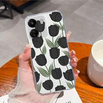 Skirta Xiaomi Redmi K70 Pro 13C Note 13 Pro+ 12S A3 K60 Ultra Galiniai dangteliai Telefono dėklai Ekrano apsauga Skaidrus TPU silikoninis gražus gėlių korpusas, skirtas Redmi Redmi 13C 4G