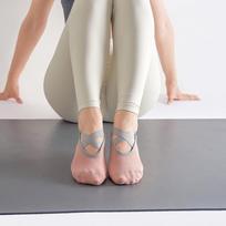 Vienos spalvos neslystančios kryželiu surišamos kojinės jogai ir šokiui moterims - Medvilninės, prakaitą sugeriančios, be kulno, pavasario/vasaros sportinės kojinės. One Size rožinė