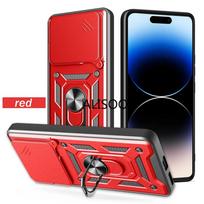 Funda for ZTE Nubia Neo 3 Case Slide Camera Lens Ring Stand Holder Shockproof Phone Cover for ZTE Nubia Neo3 Capa for ZTE Nubia Neo 3 raudona