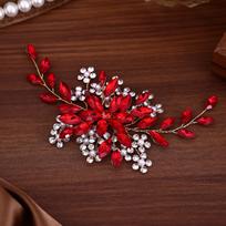 Red Crystal Hair Comb For Women Prom Party Pearl Hair Comb Clip Headband Bridal Wedding Hair Accessories Jewelry Hairpin Comb