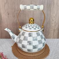 Klasikinio dizaino emaliuotas keramikinis arbatinukas, idealus restoranams, virtuvėms, vakarėliams ir namams. 1.5L gray