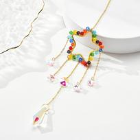 Crystal Moon and Sun Wind Chime with Diamond Prism - Home and Garden Decor Rainbow Catcher Pendant, Teardrop (as the picture,hanging&H:20cm)