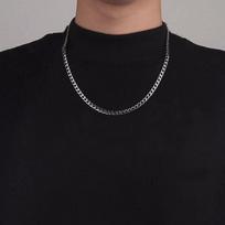 Steel Men Fashion Jewelry Hip Hop Cuban Chain Necklace Clavicle Chain Couple Necklace Men Necklace 55cm long 5mm wide
