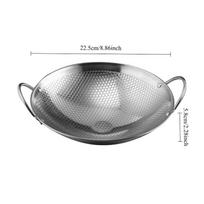 Wok Pan Stainless Steel Stir Fry Pans 25cm/10 Inch Hot Pot Iron Frying Pan  Kitchen Cookware for Camping Alcohol Stove gray