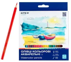 Spalvoti šešiabriauniai akvareliniai pieštukai CLASSIC, Kite, 24 sp. + teptukas