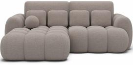 Kampinė sofa - lova Covelion Bouclé Royal 18, smėlio sp., kairinė, 167 x 260 cm x 105 cm