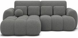 Kampinė sofa - lova Covelion Bouclé Royal 04, pilka sp., kairinė, 167 x 260 cm x 105 cm