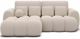 Kampinė sofa - lova Covelion Velvet Calmora 18, smėlio sp., kairinė, 167 x 260 cm x 105 cm