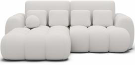 Kampinė sofa - lova Covelion Velvet Paolli 01, balta sp., kairinė, 167 x 260 cm x 105 cm