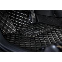 Eko odos kilimėliai QuiltyMats VOLKSWAGEN T5 CARAVELLE 2003-2015m. (I, II ir III eilės ir bag., prailginta 8v.) (Juoda / juodos siūlės)