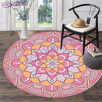 „Mandala Print“ apvalus flanelinis jogos kilimėlis pagalvėlė svetainė miegamojo studijos kilimas grindų kilimėlis spalvingas gėlių kėdžių kilimėlis 60cm