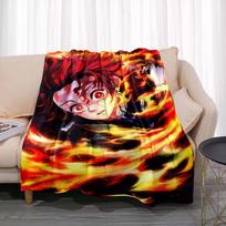 „Demon Slayer“ flanelės antklodė Anime animacinių filmų sklandžiai minkšta lovatiesė Šilta žaidėjo dovana Svetainės sofa Namų miegamojo dekoras 75x90cm