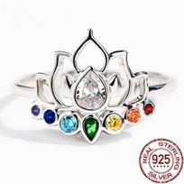 Tikras 925 prabos sidabro lotoso gėlės boho žiedai moterims, paprastas madingas spalvingas cirkonio vestuvinis žiedas, puikus papuošalas, dovana 5&925 sterling silver