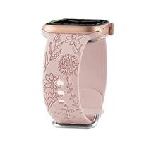 Engraved Flower Strap for Apple Watch Ultra Band 49mm 44 40mm 45mm 41mm 38 42mm Fashion Silicone Bracelet Iwatch Series 8 7 Se 6 38mm 40mm 41mm brown