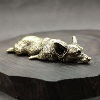 Žalvarinė maža Velso korgio šuniuko statula 8,2x3,1x1,5 cm žavinga kung fu arbatos naminių gyvūnėlių miniatiūrinis stalas