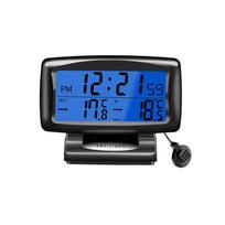Automobilio laikrodžio termometras 2 viename skaitmeninis laikrodis ir temperatūros matuoklis su apšviestu LCD ekranu 12H24H juoda