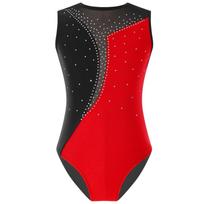 Vaikų mergaičių triko be rankovių šokių gimnastika, šokių apranga, gimnastika 5-6 Years raudona
