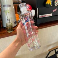 Kawaii Bow Plastic Water Bottle With Time Scale Transparent Water Cup For Outdoor Sports Drinking 500Ml Juice Milk Water Bottle brown