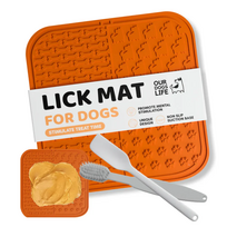 OURDOGSLIFE Lick Mat laižymo kilimėlis šunims su mentele ir šepetėliu