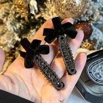 2 vnt. saldūs blizgučių plaukų segtukai su kaspinėliais mergaitėms Kawaii mielas galvos apdangalas aksominiai kaspinėliai snapelio tipo segtukai vaikiški dvipusiai segtukai kaktos plaukų segtukas