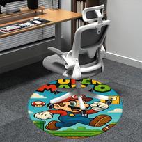 Super Mario, Kėdės kilimėlis Apvalus kilimas Biuro kilimas, Skalbiamas mašinoje, Neslystantis, Tinka svetainėms, Miegamiesiems 80cm