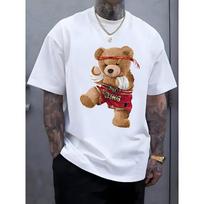 European sizes Men'S Muay Thai Bear Graphic T-Shirt -Themed Short Sleeve Crew Neck Tee with  FIGHT  Print S balta