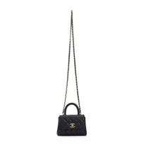 Chanel Coco Rankena 24K Juoda Dygsniuota Grūdėta Karvės Oda Auksinė Furnitūra Peties Crossbody Moteriška Rankinė Shopping Bag Set(Basic Set+Shopping Bag) juoda