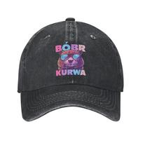 Klasikinės Bober Bobr Kurwa beisbolo kepurės Unisex moterims Dėvėto džinso plautos galvos apdangalai Lauko bėgimui Neformali minkšta kepurė Kepurė One Size gray